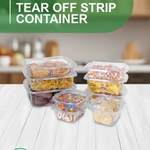 Clever Packaging Hinged Tamper Evident Tear Off Strip Containers